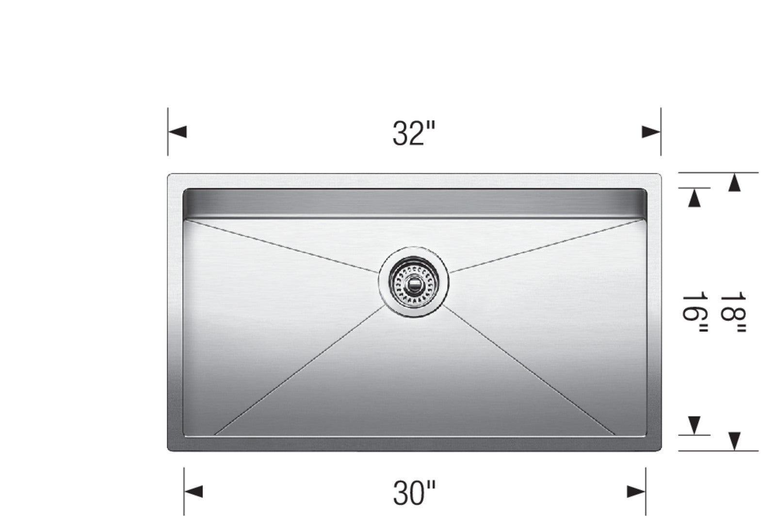 Blanco High - Precision 16 - Inch R10 Super Single - Bowl Stainless Steel Kitchen Sink