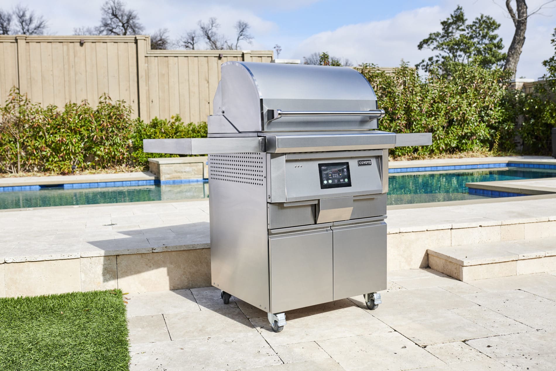 Coyote 28-Inch High-Performance Pellet Grill with Cart for Outdoor Cooking