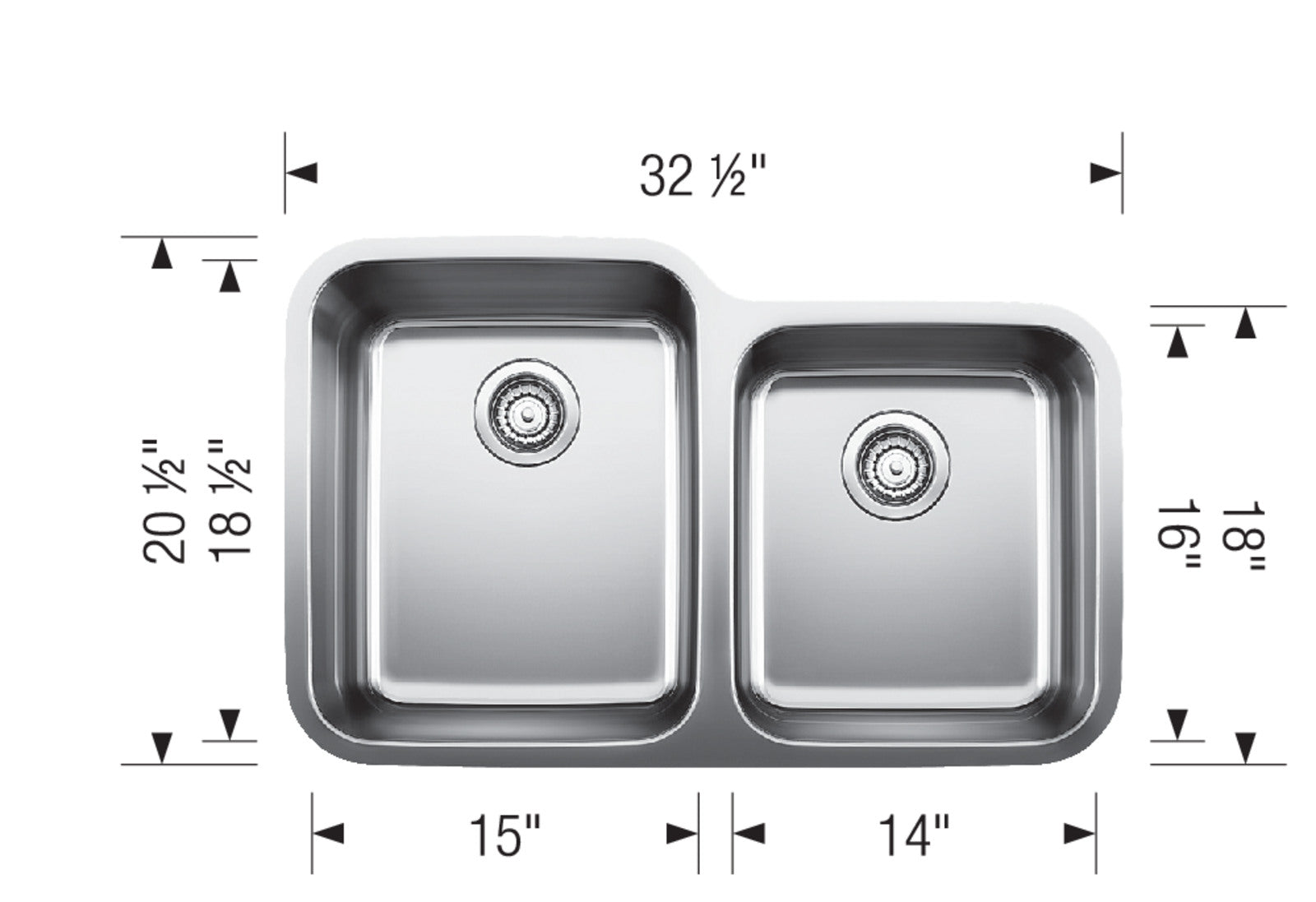 High - Quality Blanco Stellar 1 - 3/4 Bowl Stainless Steel Sink