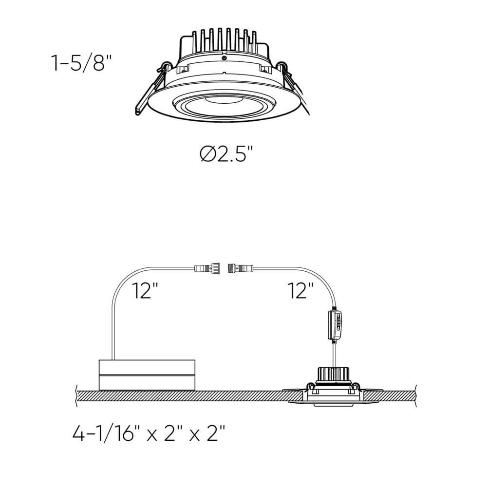 DALS Lighting 2-Inch Recessed Round LED Gimbal Downlight with 5 Selectable Color Temperatures