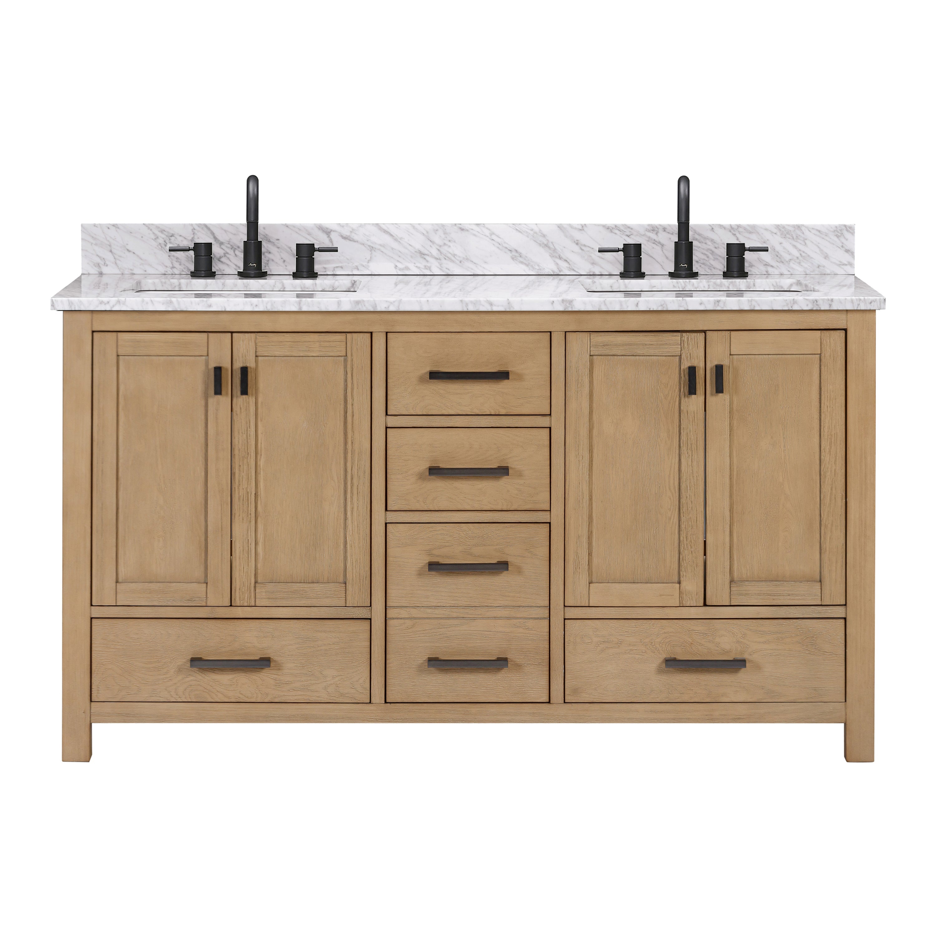 Avanity Modero 61-inch Double Bathroom Vanity Combo with Carrara White Marble Countertop