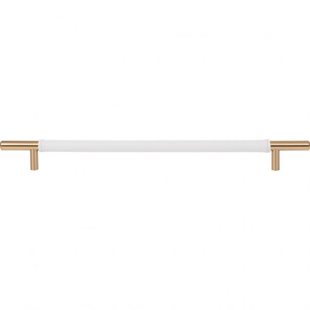 Atlas Zanzibar White Leather Cabinet and Drawer Pull with 11 5/16 - Inch Center - to - Center Distance