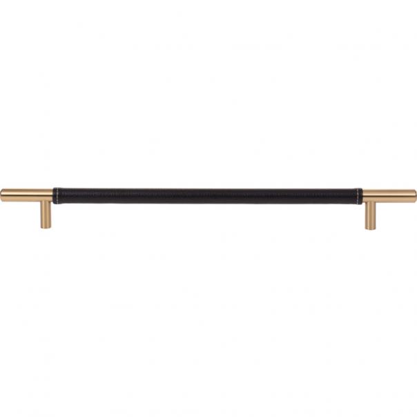 11 5/16 Inch (c-c) Atlas Zanzibar Black Leather Cabinet Pull