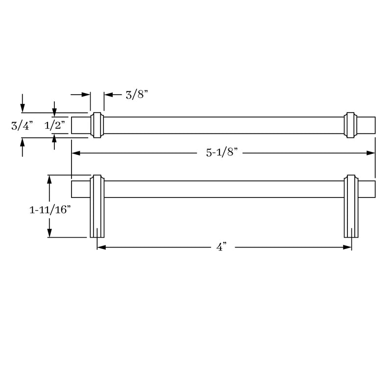 Exquisite Solid Brass Classic Summit 4-Inch Cabinet Pull Handle