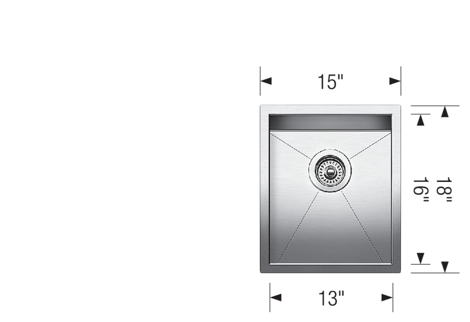 Blanco High - Precision 16 R0 Medium - Sized Vertical Bowl Kitchen Sink