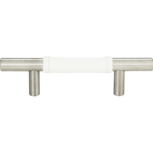 3-Inch (c-c) Atlas Zanzibar Pull with Luxurious White Leather Accent