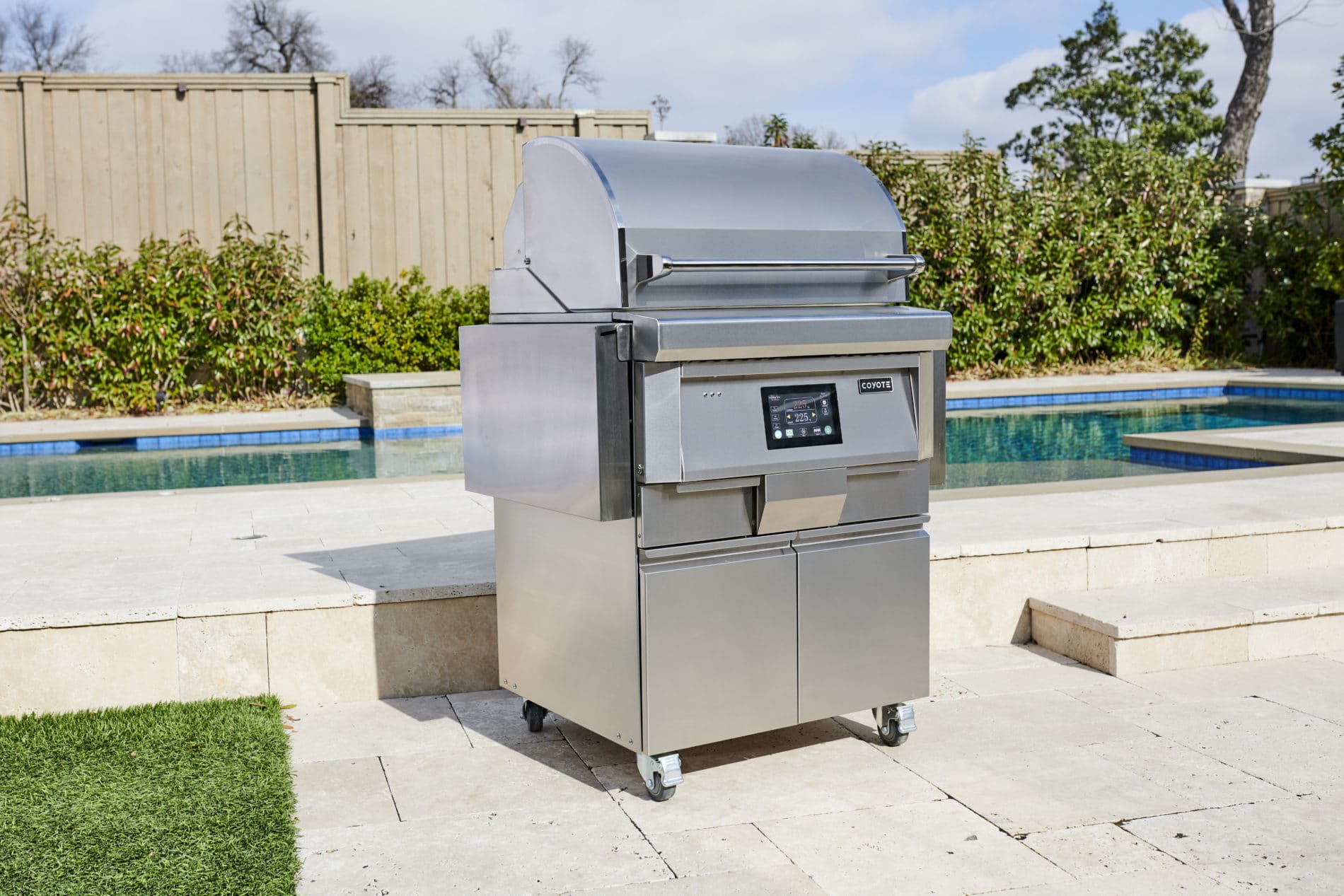 Coyote 28-Inch High-Performance Pellet Grill with Cart for Outdoor Cooking