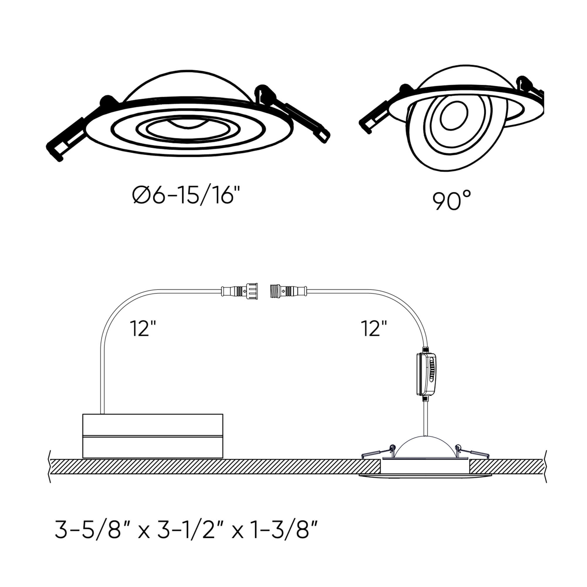 DALS Lighting 4-Inch Flat LED Recessed Gimbal Lighting Fixture for Versatile Illumination