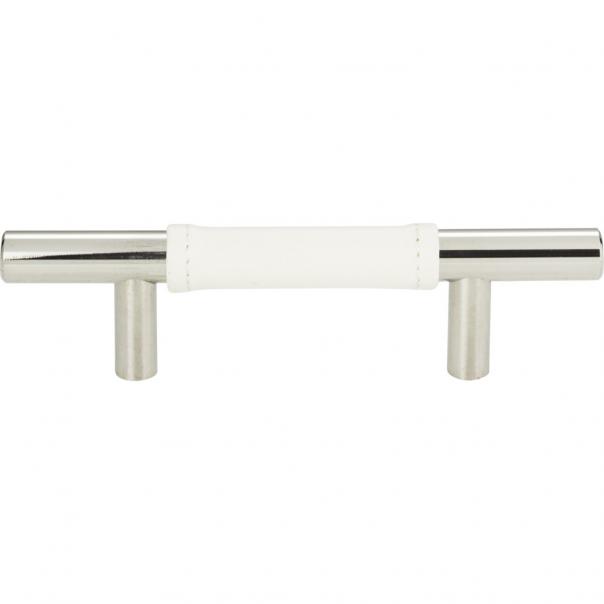 3-Inch (c-c) Atlas Zanzibar Pull with Luxurious White Leather Accent