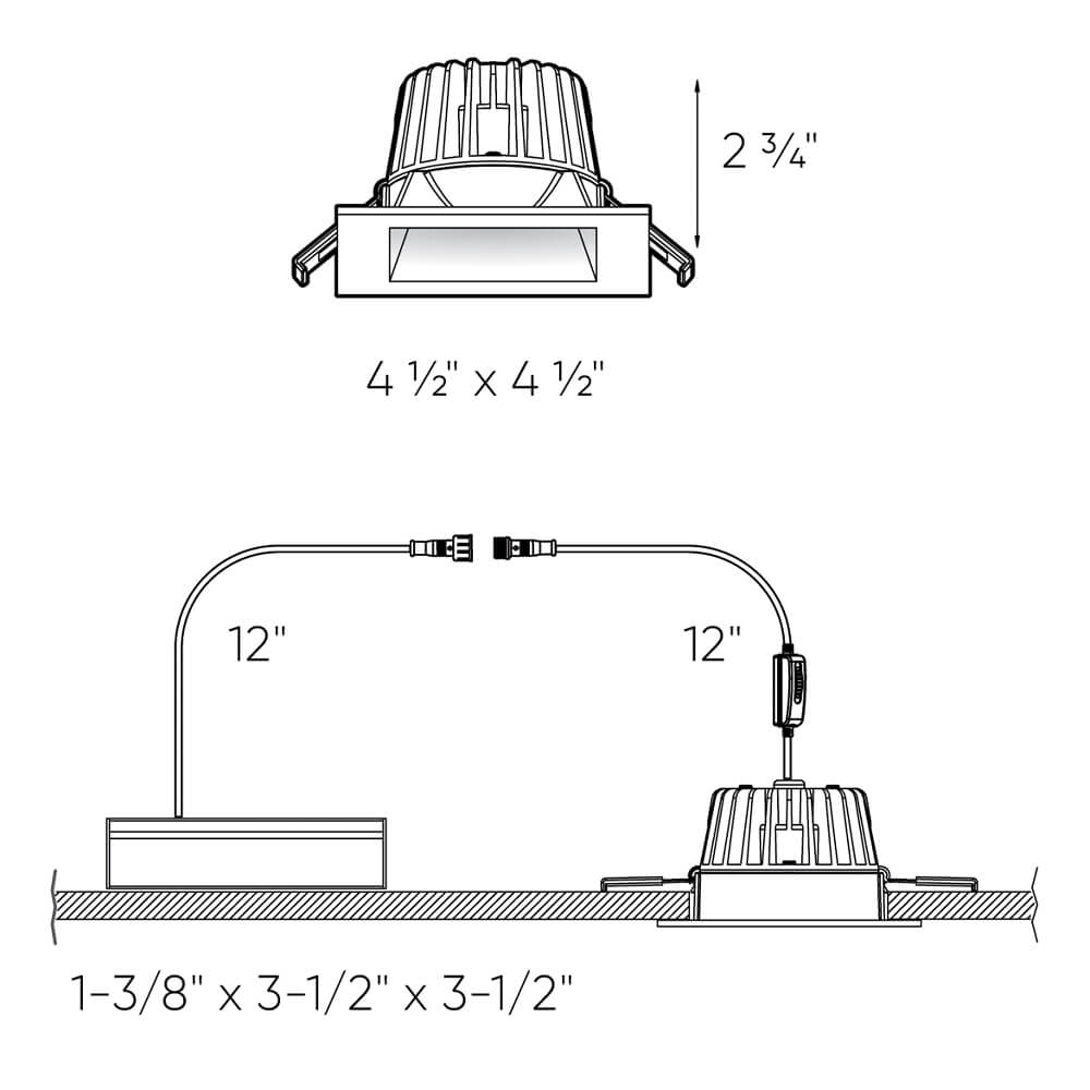 DALS Lighting 4-Inch Square Indoor/Outdoor Adjustable Gimbal Recessed Down Light with Anti-Glare
