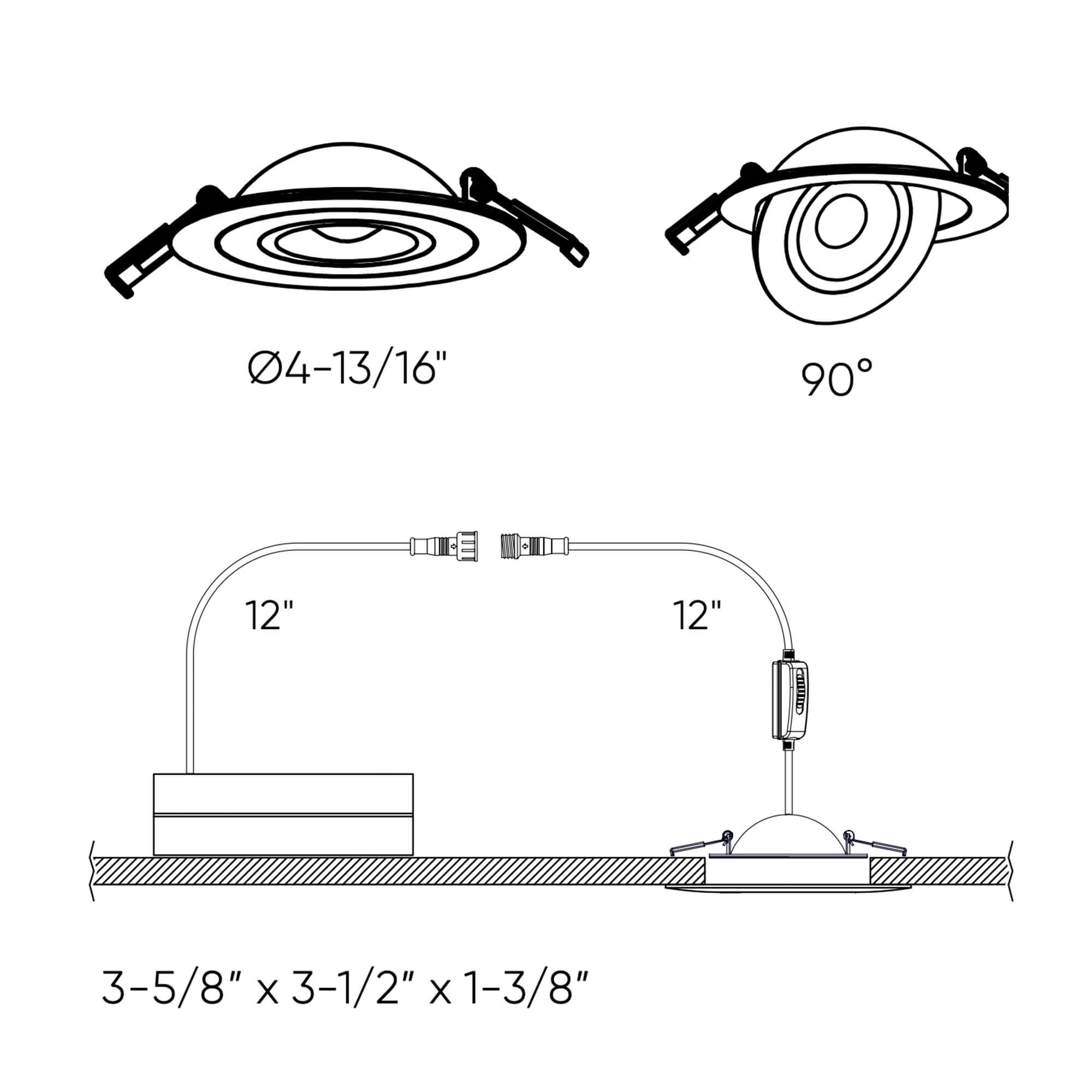 DALS Lighting Flat LED Recessed Gimbal with Multi CCT Functionality for 120 - 277V Lighting Applications