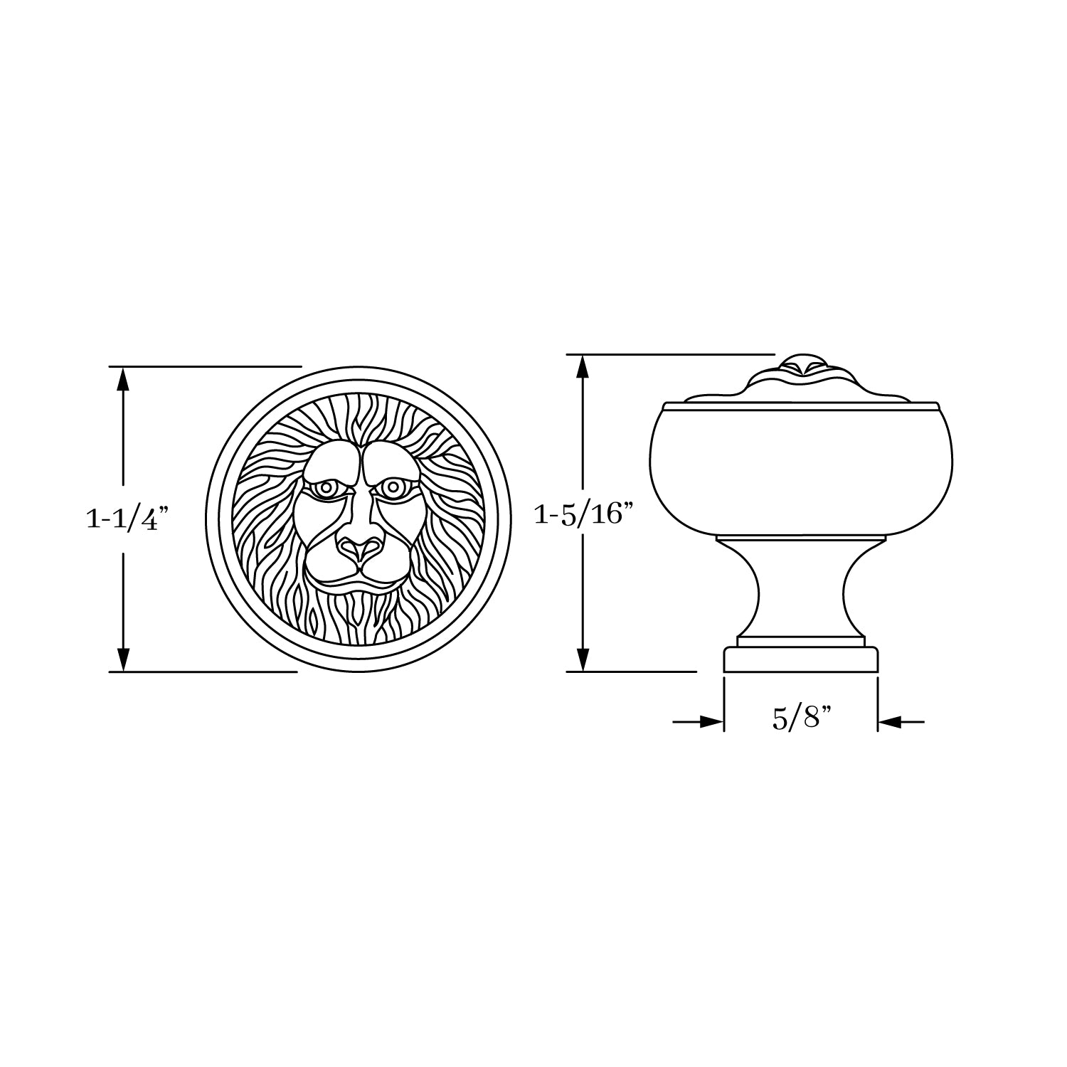 Classic Solid Brass St. Georges 1 1/4 - Inch Diameter Lion - Shaped Cabinet and Drawer Knob