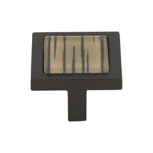 Aged Bronze 1 3/8 Inch Atlas Spa Square Cabinet Knob with Brown Tiger Pattern