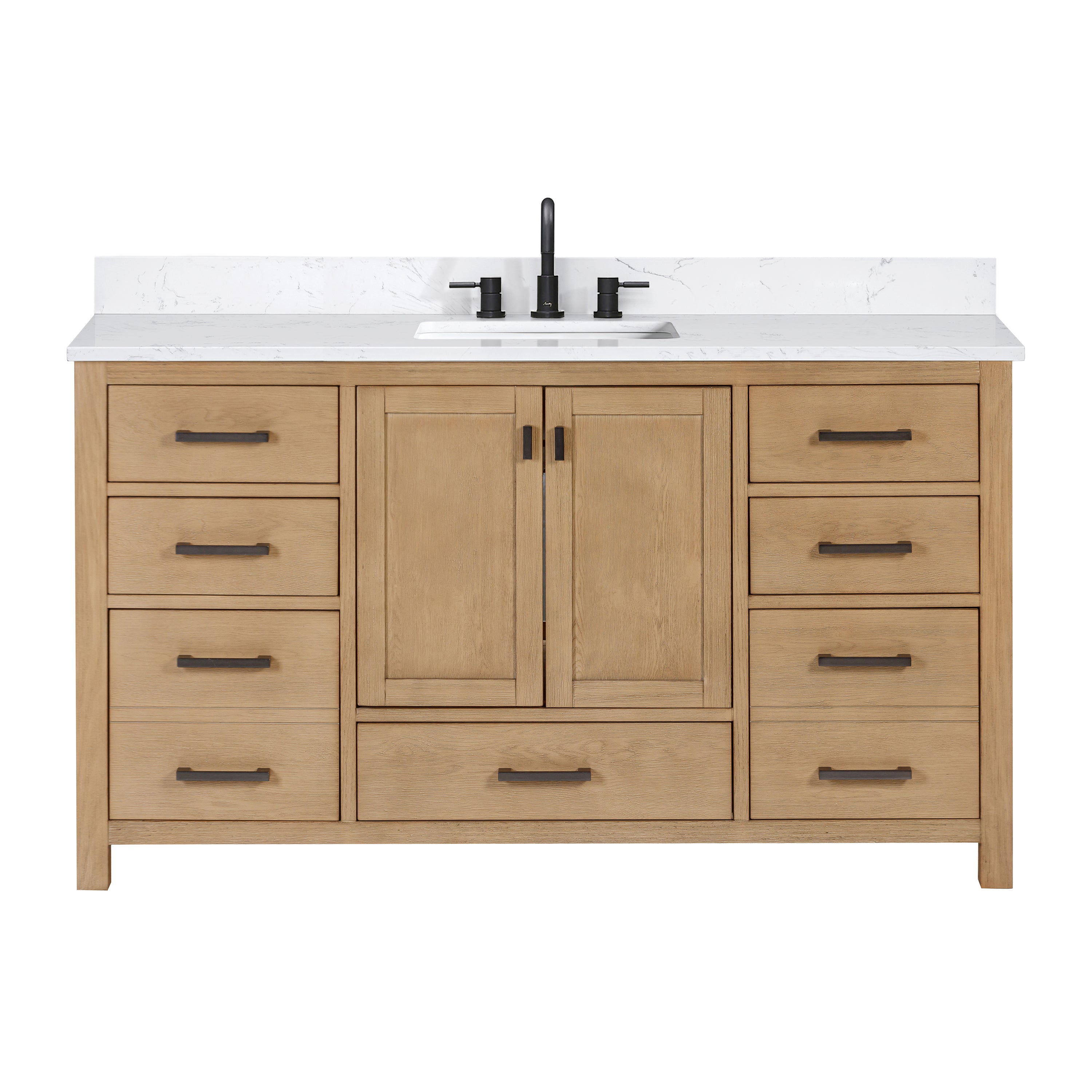 Avanity Modero 61-Inch Bathroom Vanity Set with Elegant Oak Finish and Black Bronze Hardware